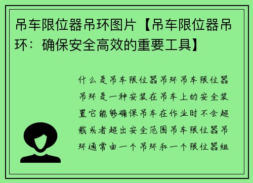 吊车限位器吊环图片【吊车限位器吊环：确保安全高效的重要工具】